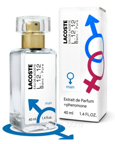 Тестер Pheromone мужской Lacoste eau de lacoste L.12.12 Blanc - Pure, 40 мл.