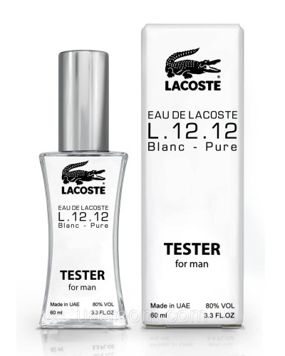 Тестер чоловічий Lacoste eau de lacoste L.12.12 Blanc – Pure, 60 мл.