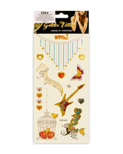 Временные татуировки на тело Golden tatoo Lily SQD