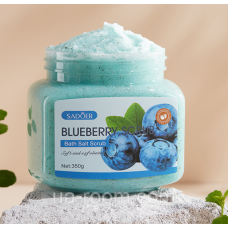 Натуральний скраб для тіла з сіллю та екстрактом лохини Sadoer Blueberry Bath Salt, 350 мл.