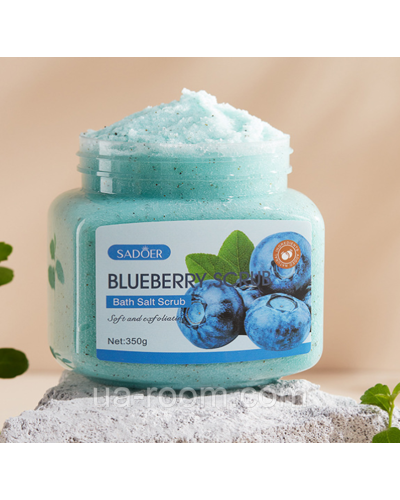 Натуральний скраб для тіла з сіллю та екстрактом лохини Sadoer Blueberry Bath Salt, 350 мл.