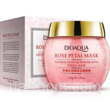 Нічна пом'якшувальна маска із пелюстками троянди Bioaqua Rose Petal Mask, 120 мл.