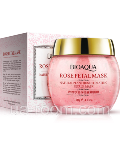 Нічна пом'якшувальна маска із пелюстками троянди Bioaqua Rose Petal Mask, 120 мл.