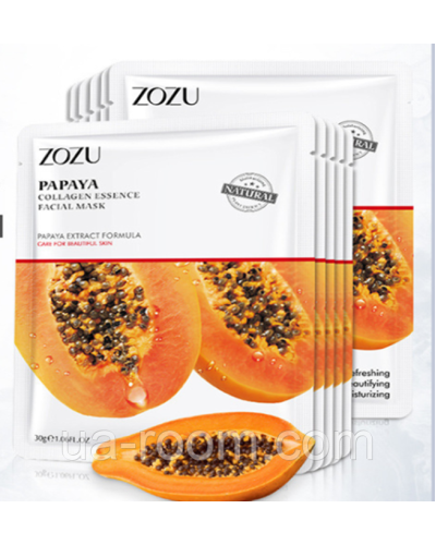 Тканевая маска Zozu с экстрактом папаий и коллагеном, 30 г.