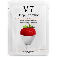 Тканинна маска BIOAQUA V7 Deep Hydration Strawberry rejuvenation flawless nude makeup, 30 g.