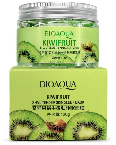 Нічна гелева маска з ківі та муцином равлики BIOAQUA Kiwifruit Snail Tender Skin Sleep Mask, 120 g.