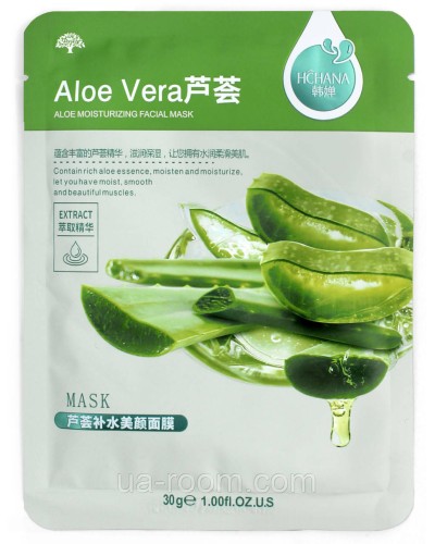 Тканевая маска HCHANA Aloe Vera moisturizing facial mask, 30 g.