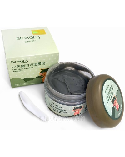 Кислородно-пузырьковая маска для лица на основе глины BIOAQUA Little black pig bubble mask mud, 100g.