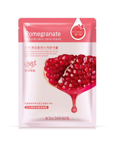 Тканевая маска с экстрактом граната ROREC Pomegranate Grenade Moisturizing and Smoothing Mask.