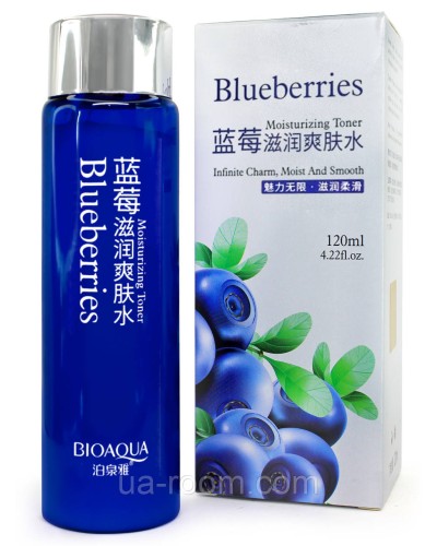 Зволожуючий тонер для обличчя із екстрактом чорниці BIOAQUA Blueberries Moisturizing Toner, 120 мл.