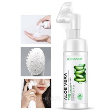 Пінка для вмивання з екстрактом алое віра з щіточкою HCHANA Aloe Vera massage foam cleanser, 120 мл.