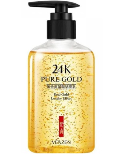 Гель для умывания с золотом и аминокислотами Venzen 24K Pure Gold Amino Acid Cleanser, 200 г.