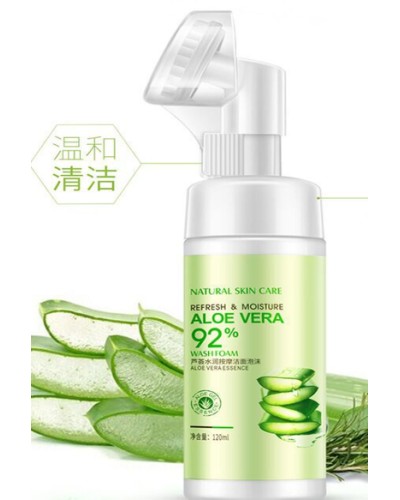 Пінка для вмивання з екстрактом алое вера з щіточкою Aloe Vera massage foam cleanser, 120 мл.