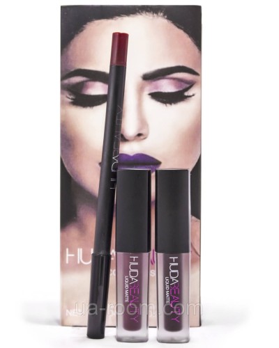 Набор Huda Beauty Lip Contour Set 2 помады + карандаш VIXEN & FAMOUS 3