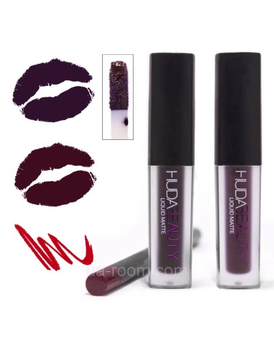 Набор Huda Beauty Lip Contour Set 2 помады + карандаш VIXEN & FAMOUS 3