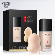 Тональный крем + спонж Veze Thin And Light Concealer Liquid Foundation, тон 01 натуральный, 30мл.