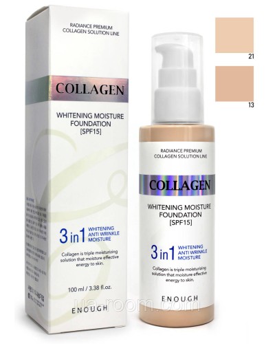 Тональный крем Enough 3in1 Collagen Whitening Moisture Foundation SPF 15, 100 мл