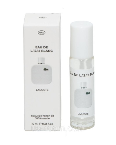 Парфуми олійні чоловічі Lacoste eau de lacoste L.12.12 Blanc, 10 мл.