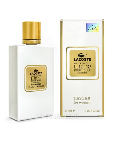 Тестер жіночий Lacoste Eau De L12.12 Pour Elle Sparkling, 57 мл.